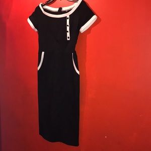 Black and White Off the Shoulder Secretary Dress